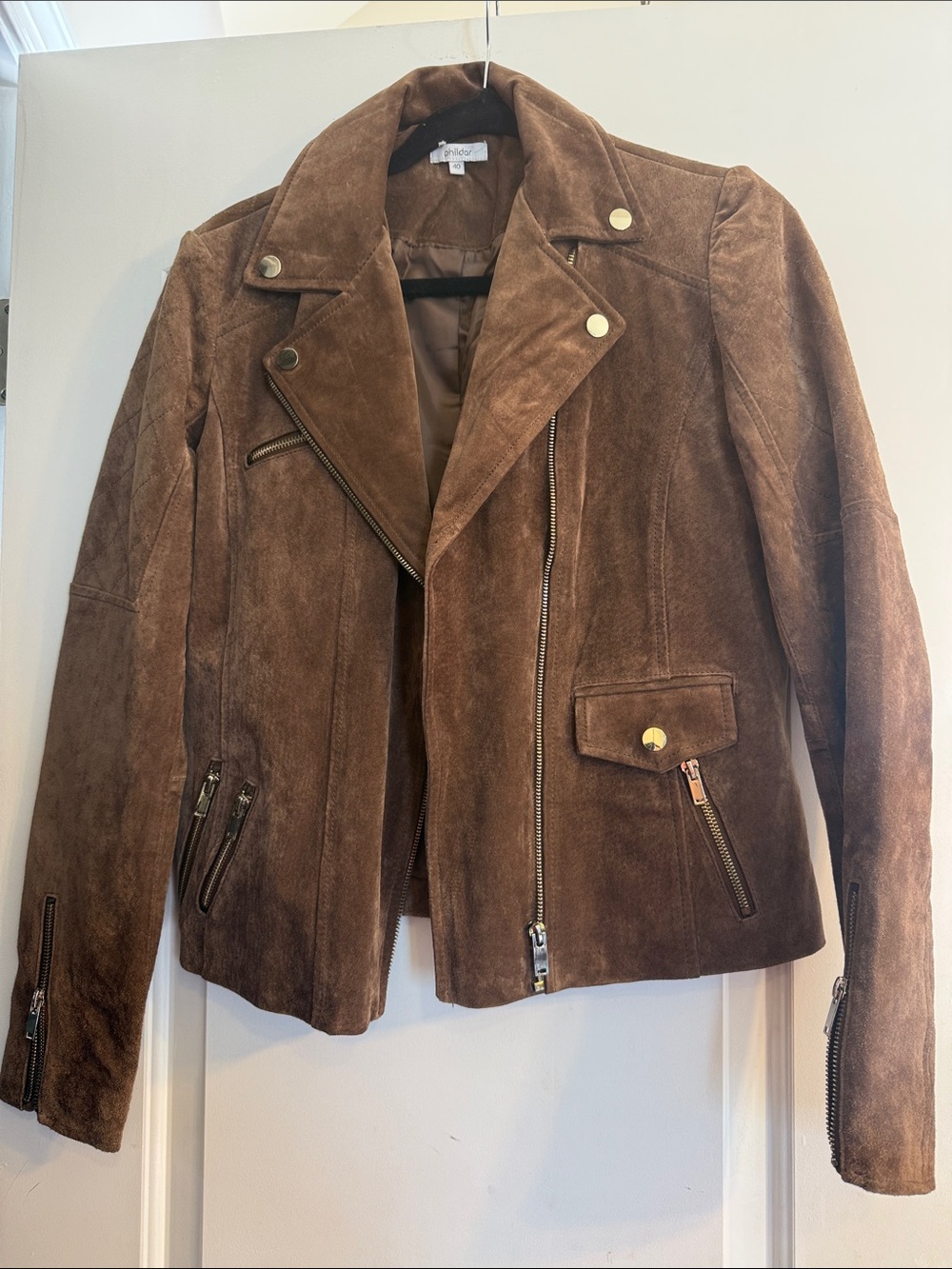 Brown  Moto Jacket with Gold Hardware